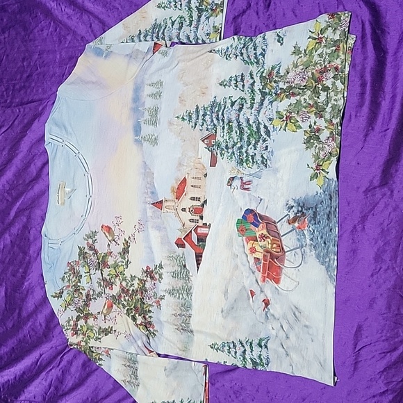 Alfred Dunner snowman christmas nativity blouse - Picture 1 of 9